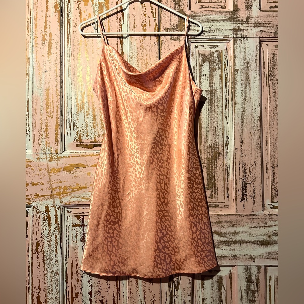 Audrey Peach Animal Print Midi Dress